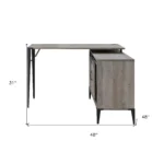 HMS 48" Gray Black L-Shaped Writing Desk with Bookshelf Drawer Ergonomic Office Desk Extendable Wooden Metal for Home Office