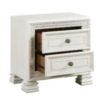 Classic Pearl White Nightstand 2 Drawers Wooden Bedroom Furniture Dart Molding Design – styled in a modern Nightstands