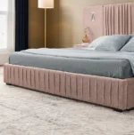 Goldoma Modern Convertible Upholstered Bed Frame – Chenille Fabric, Pleated Platform Bed with Headboard, Solid Wood Frame,