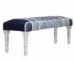 47-Inch Upholstered Bench in Blue and Gray with White Legs