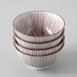 4 Pcs/set 4.5 Inch Rice Bowl Ceramic Tableware Thread Underglaze Color Support Oven and Dishwasher – in a cozy room setting