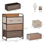 Chester Dresser with Fabric Bins - 4 Drawer Storage Cabinet – side view