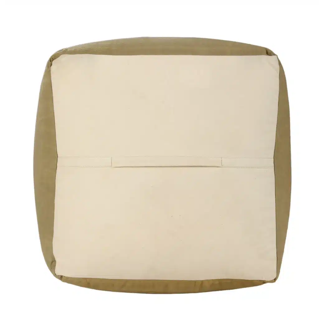 Goldoma 20-Inch Brown Cotton Striped Pouf Ottoman - Foldable Footrest & Extra Seat – close-up detail