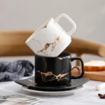 Coffee Mugs Marble Gold Inlay Mug Breakfast Mug Office Home Drinkware Milk Cup Dropshipping – styled in a modern Tabletop