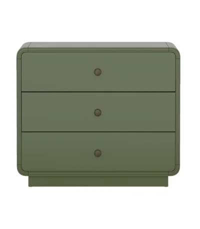 Modern green nightstand with three drawers – bedroom storage unit