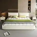 Goldoma King Size Cloud Bed Frame with Oversized Padded Movable Headboard, Chenille Upholstered Bed with Round Corners