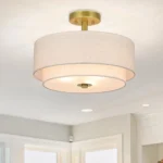 US Free Shipping Semi Flush 2 Tier Fabric E26 Indoor Decorative Modern Nordic Design Pendant Light Ceiling Lamp for Living