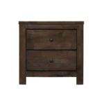 Brown 2-drawer nightstand solid wood rustic design for bedroom storage