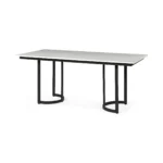 Goldoma 71-Inch Solid Wood Dining Table, White and Black, European Design – side view