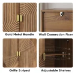 Walnut Wood Multifunctional Buffet Cabinet with Line Groove Design for Home Bar or Home Accent Storage Sideboard Cabinet - Image 6