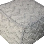 Goldoma 18 inch gray wool cotton blend cube chevron pouf ottoman