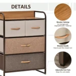 Chester Dresser with Fabric Bins - 4 Drawer Storage Cabinet – base detail