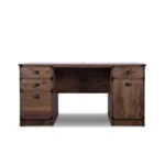 HMS 59 Walnut Wood Pedestal Computer Desk with Durable Metal Four Drawers – styled in a modern Writing Desks setting