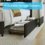 Goldoma Full Size Soft Bed Frame with Ergonomic Headboard, Built-In Outlets, USB Charger & LED Lighting – close-up detail