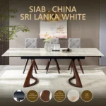 Goldoma retractable expandable dining table set for 6 with sintered stone top and dark walnut finish