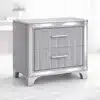 Acrylic Nightstand with Two Drawers – Upholstered Bedside Table with Silver Metal Legs
