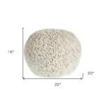 Goldoma 20" Cream Cotton Tufted Round Pouf Ottoman - Footrest & Extra Seat – top view