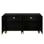 Modern Fluted Sideboard Buffet with Storage, Curve Element with Strict Lines, 4 Doors Storage Cabinet with Adjustable