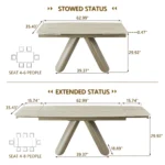 Goldoma expandable dining table set with sintered stone top extended to 94 inches