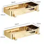 Bathroom Shelf Bath Storage Holder Wall Mounted Gold Stainless Steel Square Bath Shower Shelf Bath Shampoo Holder Corner