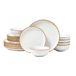 Dinnerware Set,Service for 6 (18 PCS),Round Plates and Bowls Sets,Scratch Resistant Ceramic Dinner Ware,Dishwasher and