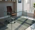 HMS 43" Clear Glass Computer Desk with Adjustable Folding Drawer Features Office Desk Laptop Table Made of Plastic Metal