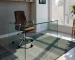 HMS 43" Clear Glass Computer Desk with Adjustable Folding Drawer Features Office Desk Laptop Table Made of Plastic Metal