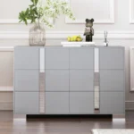 31.5-inch Modern Wavy Sideboard Curved  Design Storage Cabinet 2-door Cabinet with Storage Function Suitable - Image 11