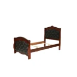 Goldoma Dark Cherry Twin Size Bed with Espresso Faux Leather Headboard – side view
