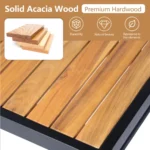 Modern 4-Piece Acacia Wood Outdoor Patio Sofa Set Hotel-Style Corner Sectional with Metal Frame and Waterproof Cushions