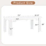 Modern white MDF dining table with grooved legs in a bright dining room setting