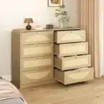 Natural Finish 8-Drawer Solid Oak Dresser – close-up detail