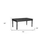 72 inch black solid wood dining table with marble design in a modern dining room