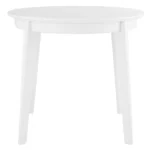 Goldoma 36-inch round dining table with white wood top and sintered stone finish, showcasing industrial design in a home dining setting