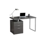 HMS 24" Modern Solid Wood Computer Desk Gray & Black with Three Drawers for Home Office – close-up detail