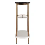 HMS Steel Serving Trolley Gold Black White Metal Oval Bar Cart with Wine Storage for Dining Living Room Hotel Restaurant Use - Image 4