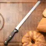 10 Inch Cooking Kitchenware Manufacturer Wood Handle Kitchen Chef Knife Carbon Steel Bread Knife – side view