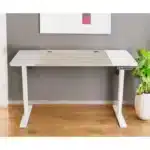 hms Adjustable Natural and White Wood and Stainless Steel Rolling Computer Desk