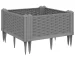 Large garden planter in light grey polypropylene with green plants on patio