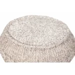 Goldoma 20-inch beige cotton round geometric pouf ottoman with storage