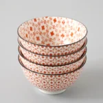 4 Pcs/set 4.5 Inch Rice Bowl Ceramic Tableware Thread Underglaze Color Support Oven and Dishwasher – top view