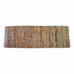 Goldoma 47-inch rainbow stripe upholstered bench with blue legs and hidden storage, perfect for entryway or bedroom