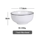 White With Black Edge Dinner Plate Ceramic Kitchen Tray Food Dishes Rice Salad Noodles Bowl Soup Kitchen Cook Tool 1pcs Sale