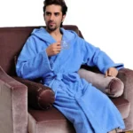 Cotton Hooded Bathrobe Men 100%Long Terry Towel Big and Tall Towel Bathrobe Male Terry Cloth Bath Robe Sleeping Dressing Gown