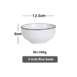 White With Black Edge Dinner Plate Ceramic Kitchen Tray Food Dishes Rice Salad Noodles Bowl Soup Kitchen Cook Tool 1pcs Sale