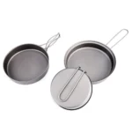 TOAKS Titanium Pan Outdoor Cookware Set With Folding Handle Ultralight Portable Titanium Pan – angled view