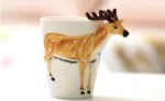 High quality Ceramic 3D Mug,coffee milk puer tea mugs 3D animal shape Hand painted animals Giraffe Cow Monkey cup gift