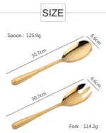 Big Salad Spoon Fork Set Stainless Steel Kitchen Food Server Pasta Utensils Public Gold Tableware Using Buffet Restaurant Tools - Image 16
