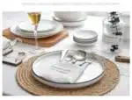 White With Black Edge Dinner Plate Ceramic Kitchen Tray Food Dishes Rice Salad Noodles Bowl Soup Kitchen Cook Tool 1pcs Sale
