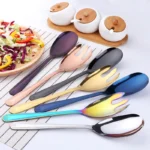 Big Salad Spoon Fork Set Stainless Steel Kitchen Food Server Pasta Utensils Public Gold Tableware Using Buffet Restaurant Tools - Image 5